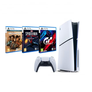 Consola PS5 Slim Estándar D 1TB + 3 juegos en físico por 599€