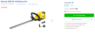 Kärcher Accu heggenschaar HGE 18-45 Battery set voor €101 bij Coolblue