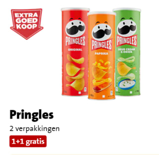 1+1 gratis op Pringles chips bij Jumbo