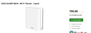 ASUS ZenWiFi BQ16 - Wi-Fi 7 Router - 2-pack voor €798 bij Twaiko