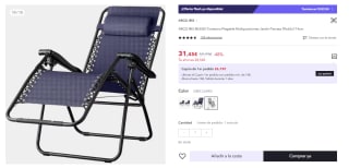 Tumbona Plegable Multiposiciones de 90x65x114cm por 31.45€ (Cuenta Nueva 21.45€)