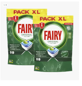 2 Packs de Cápsulas para lavavajillas Fairy Original 53 LV por 18.9€ (Cuenta Nueva 11.34€)