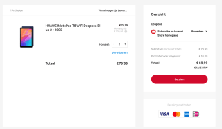 Huawei MatePad T8 - 8 inch - 16GB - Blauw voor €69,99 dmv code bij Huawei