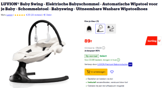 Luvion Baby Swing elektrische babyschommel voor €89 bij Bol