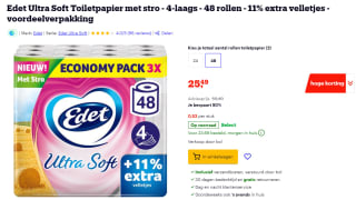 Edet Ultra Soft Toiletpapier met stro 48 rollen voor €25,49 bij Bol
