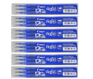 Recambios para bolígrafos Pilot Azul Frixion Punta redonda Borrable 18 Repuestos Tinta BLS por 15,90€