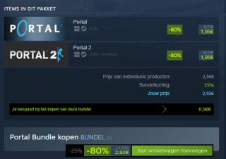 Portal Bundle voor €2,92 bij Steam
