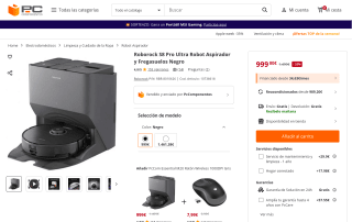 Roborock S8 Pro Ultra robot aspirador y fregasuelos negro por 999€