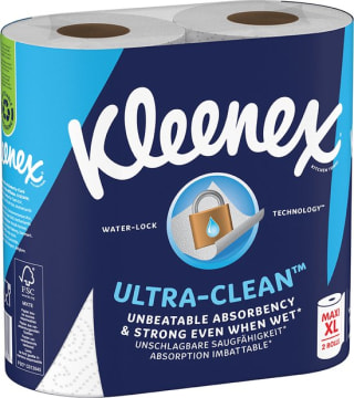 12 rollen Kleenex Keukenpapier Ultra Clean Maxi XL voor €16,49 bij Bol.com