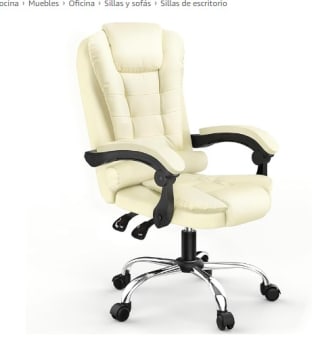 Silla de Escritorio con Respaldo Alto, Función de Inclinación color beige por 63,64€