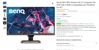 BenQ EW2780U Monitor 4K | 27 pulgadas IPS HDR USB-C 60W por 344,24€