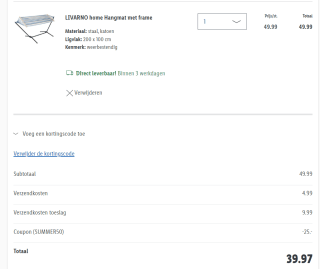 LIVARNO home Hangmat met frame voor €25 dmv code in de Lidl webshop
