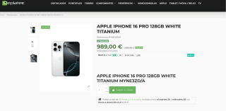APPLE IPHONE 16 PRO 128GB WHITE TITANIUM por solo 989€