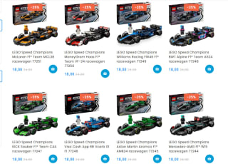Diverse Lego Speed Champions F1 auto's voor €18 per stuk bij kelcha