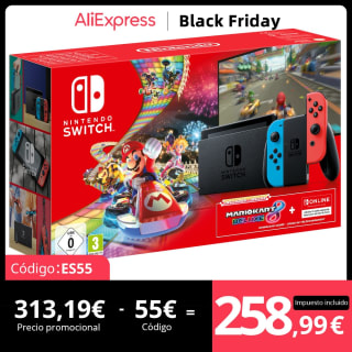 Videoconsola Nintendo Switch Neon + videojuego Mario Kart 8 Deluxe + 3 meses nintendo Switch Online por 258,19€