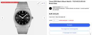 TISSOT T-Classic PRX Quartz horloge 40 mm voor €240 bij Ebay