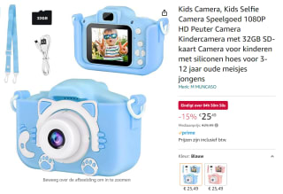M Muncaso fotocamera voor kinderen met 32GB opslag voor €25,49 bij Amazon.nl