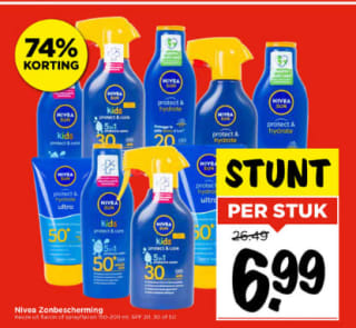 Diverse varianten Nivea Zonnebrand voor €6,99 bij de Vomar