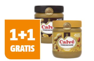 Calve pindakaas 350g 1+1 gratis bij poiesz