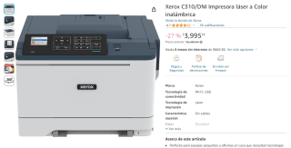 Impresora Láser Xerox C310/DNI por $3,996 en Amazon