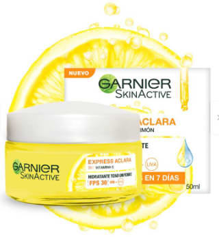 Crema Express Garnier Skin Natural Face Aclara Spf 30 de 50 ml por $3.400