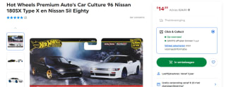 Hot Wheels Premium Car Culture Diecast Vehicle 2-Pack 1/64 '96 Nissan 180SX Type X & Nissan SilEighty voor €14,99 bij Smythstoys