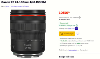 Canon RF 24-105mm f/4L IS USM voor €1.050,99 bij Bol.com