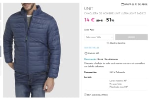 Chaqueta para Hombre Unit ultralight por 14€