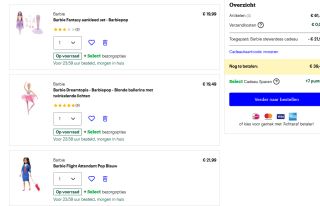 Bij aankoop van 2 Barbie producten een Barbie Stewardess pop gratis bij Bol
