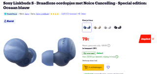 Sony LinkBuds S Volledig draadloze Noise Cancelling oordopjes voor €79 bij bol