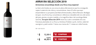 6 Botellas de Arrayán Selección 2019 por 36.8€