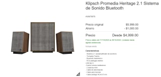 Klipsch Promedia Heritage 2.1 por $4,999 en Costco