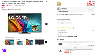 TV QNED 55" LG 55QNED87T6B, UHD 4K + Gratis Barra de sonido LG S40T por 489€