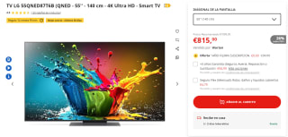 TV 55" LG 55QNED87T6B QNED UltraHD 4K HDR10 Pro 120Hz por 719 + reembolso 100€