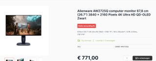 Alienware AW2725Q Zwart voor €771 bij Caps