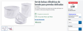 Set de 3 bolsas cilíndricas de lavado para prendas delicadas por 2,49€