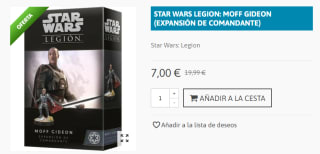 Juego Star Wars Legión Moff Gideon - Expansión De Comandante por 7€