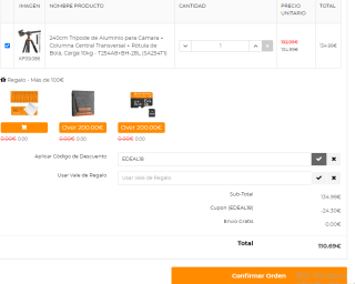 240cm Trípode de Aluminio para Cámara + Columna Central Transversal + Rótula de Bola 110.69€