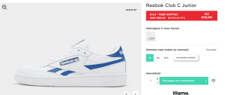Reebok Kids Sneaker Club C voor €20 bij JD sports