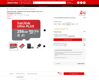 Tarjeta Micro SDXC SanDisk Ultra PLUS 256 GB 160 MB/s UHS-I V10 A1 C10 Adaptador SD Multicolor por solo 19,99€