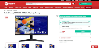 Monitor 27" marca Samsung LS27C310EAUXEN - FHD IPS, 5ms, 75Hz, FreeSync por 99€