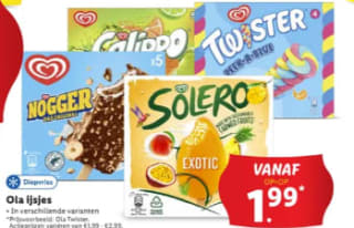 Alle Ola ijsjes vanaf €1,99 bij de Lidl