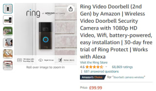 Collect the ring video doorbell (2nd Gen) from Amazon as low as £59.99