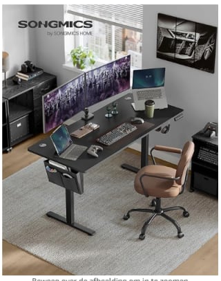 SONGMICS Elektrisch in hoogte verstelbaar bureau 60 x 140 x (72-120) cm voor €119,50 bij Amazon
