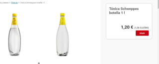 Tónica Schweppes 1L por 1,20€