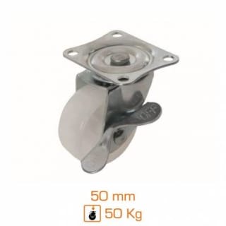 Roulette pivotante à frein en polypropylène - 50mm, 50kg à 1,50€