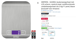 GA2002 Keukenweegschaal - Multifunctionele voedselweegschaal voor €7,99 bij Amazon