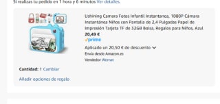 Ushining Camara Fotos Infantil Instantanea, 1080P Papel de Impresión Tarjeta TF de 32GB por 20,49€