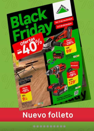 Folleto Black Friday en Leroy Merlín con hasta -40% de Descuento.