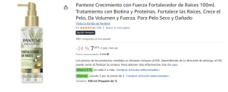 3 Botes de Pantene Crecimiento con Fuerza Fortalecedor de Raíces 100ml. Tratamiento con Biotina y Proteínas. Fortalece las Raíces, Crece el Pelo, Da Volumen y Fuerza. Para Pelo Seco y Dañado por 13.56€